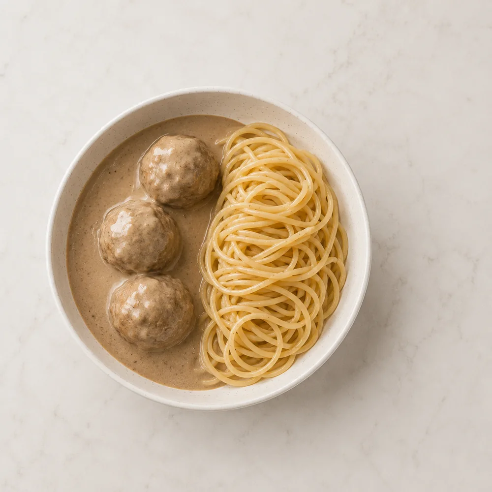 Spanish meatballs in mushroom sauce — weekly meal prep Bangkok